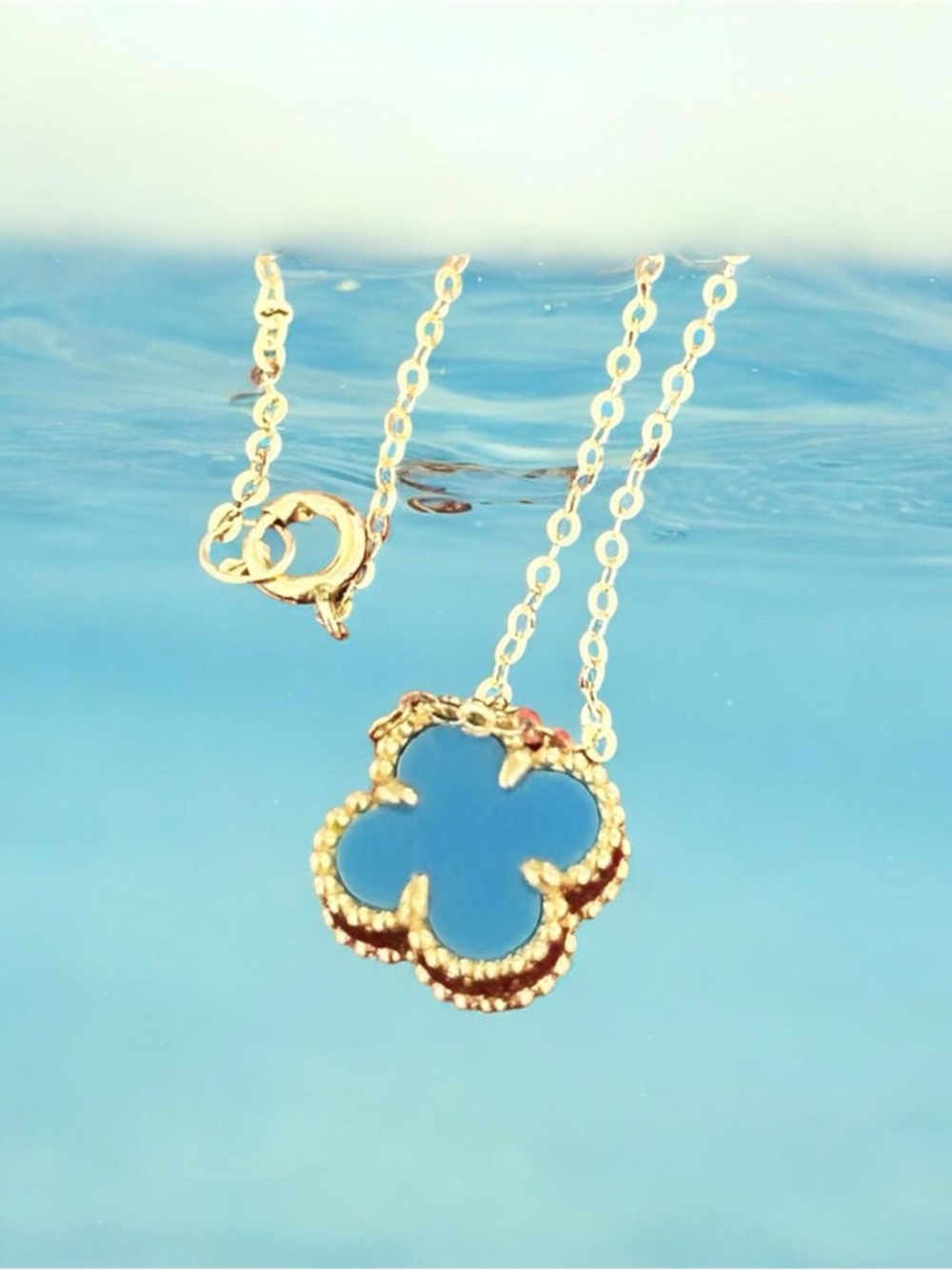 🍀 Turquoise Clover Set in 18K Saudi Gold 💙 - Picture 2 of 6